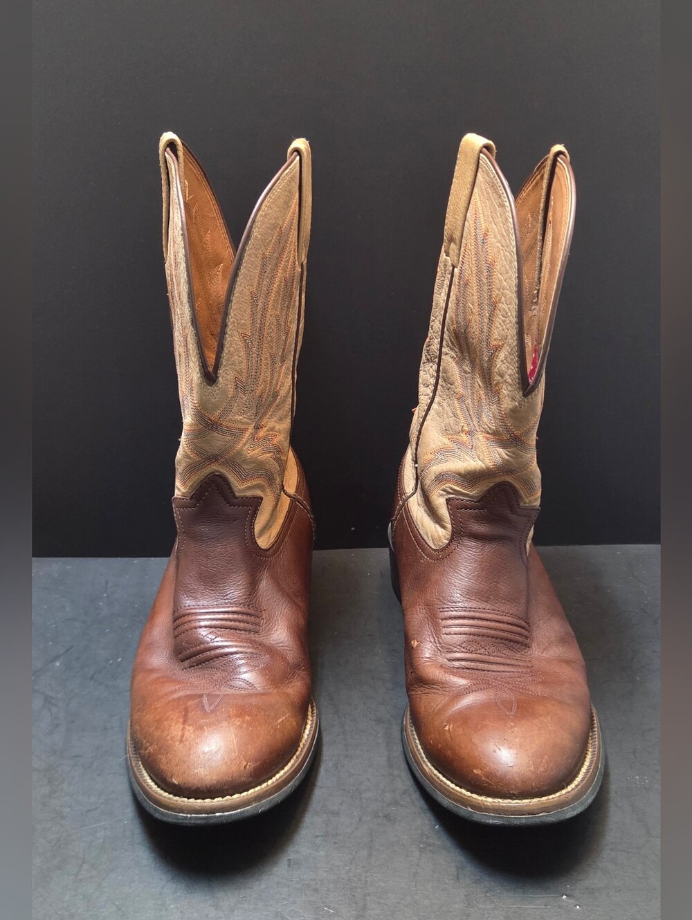 Tony Lama RR1111 Men's Cowboy Boots Brown Alpine Wheat Round Toe Size 10 D. 0225
